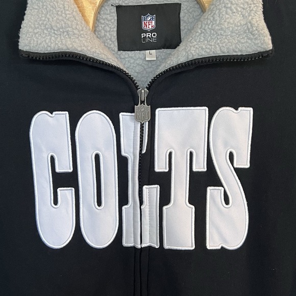 Colts NFL Vintage‎ Proline Large Blue Fleece Lined Wool Jacket Football Fan - Picture 2 of 9